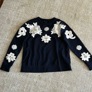 Victoria Beckham Navy Blue Embroidered Sweater